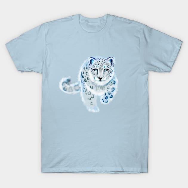 Spirit Snow Leopard in Mystical Twilight Sky T-Shirt by Jitterfly